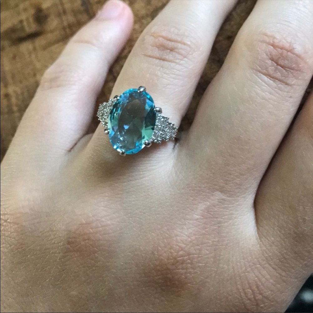 New 925 Sterling Silver Aquamarine Ring - Picture 4 of 7